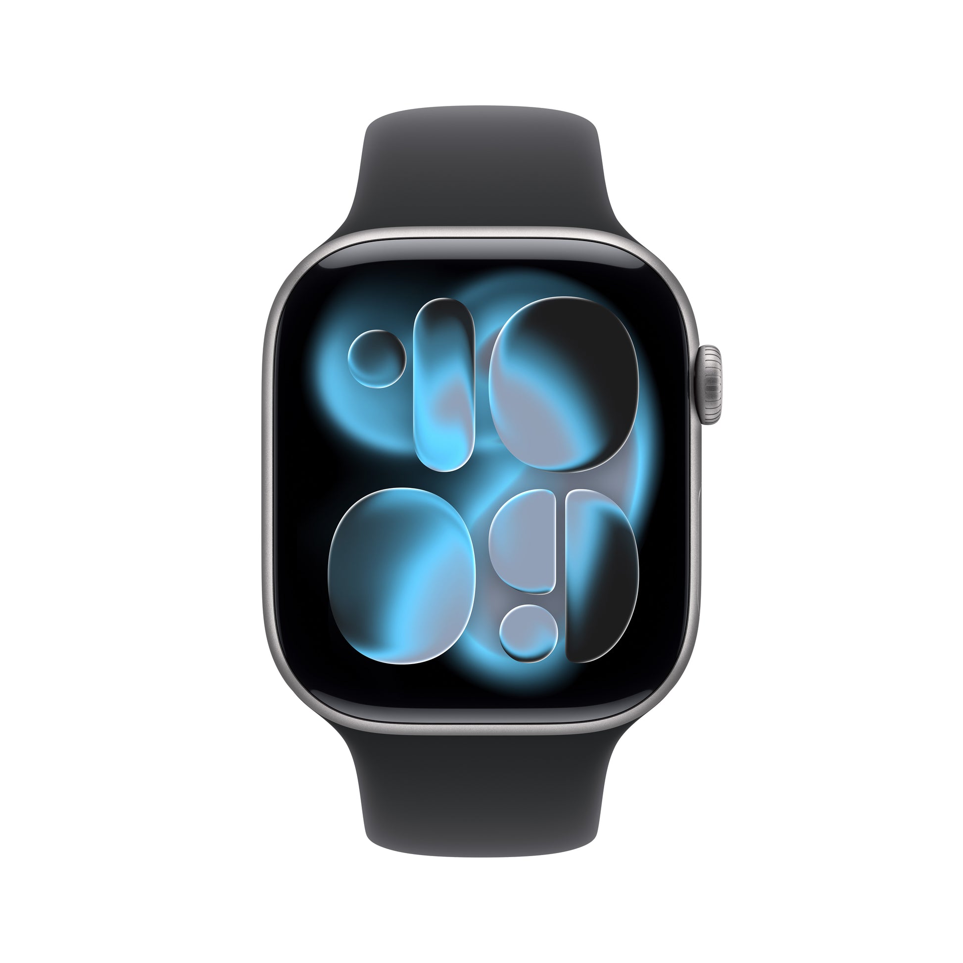 Apple Watch Series 11 46 mm GPS – Aluminium Grau, Sportarmband, Schwarz, M/L, 50 m, für iPhone