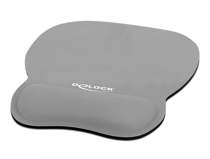 DeLOCK Mauspad mit Handgelenkauflage – Textil – Grau – 206 × 245 mm