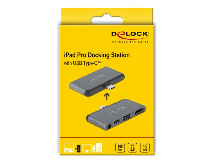 DeLOCK USB-C Dockingstation, HDMI, USB-A, USB-C, 3,5 mm, 4K 60 Hz – für iPad Pro, USB-C Geräte