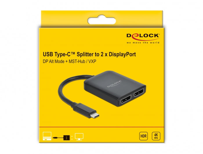 DeLOCK Multiport-Adapter – USB-C, 2× DP, für Windows/Mac