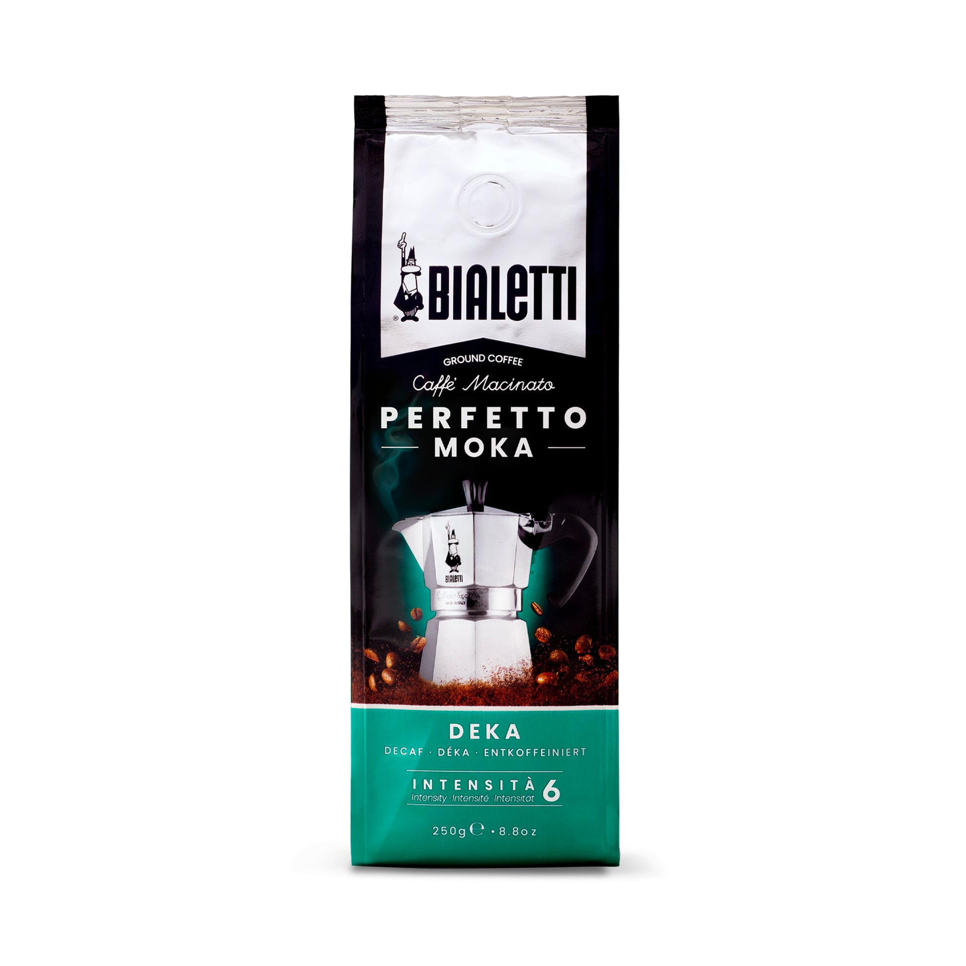 Bialetti Kaffeebohnen – Café Crème, entkoffeiniert, Arabica/Robusta, Intensität 6, 250 g