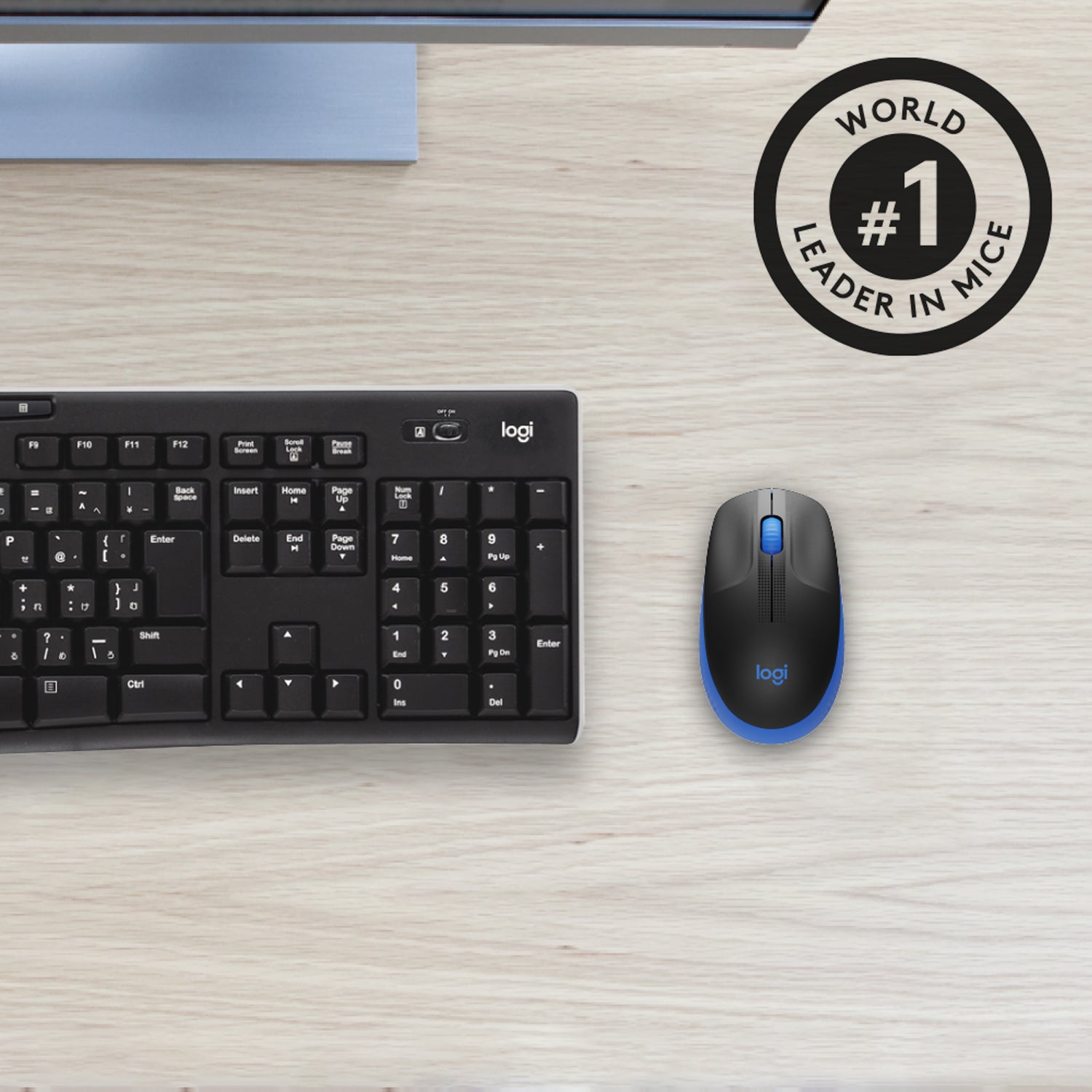 Logitech M190 Full-Size Maus – kabellos, blau