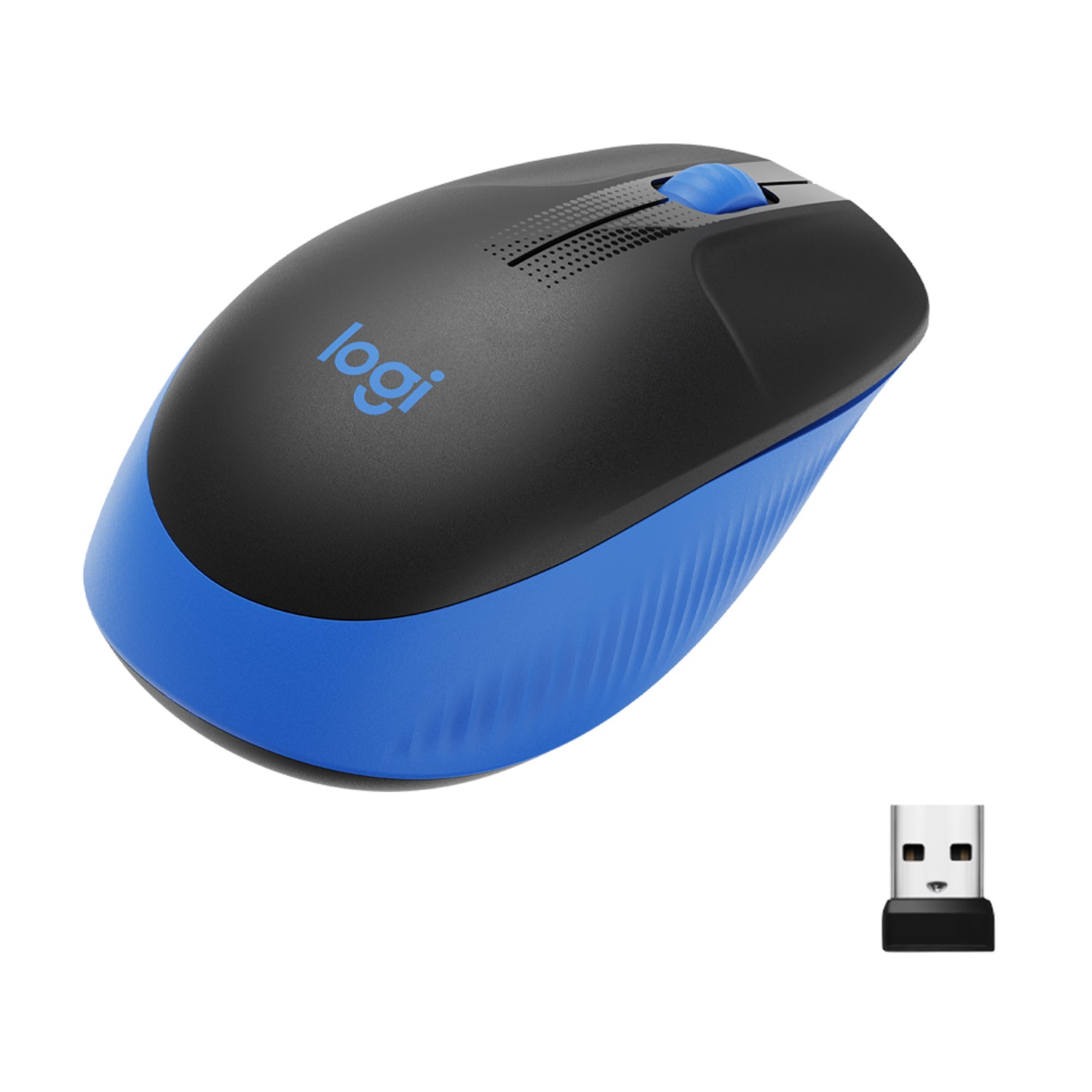 Logitech M190 Full-Size Maus – kabellos, blau