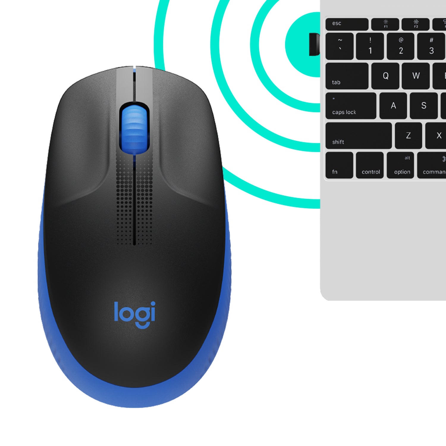 Logitech M190 Full-Size Maus – kabellos, blau