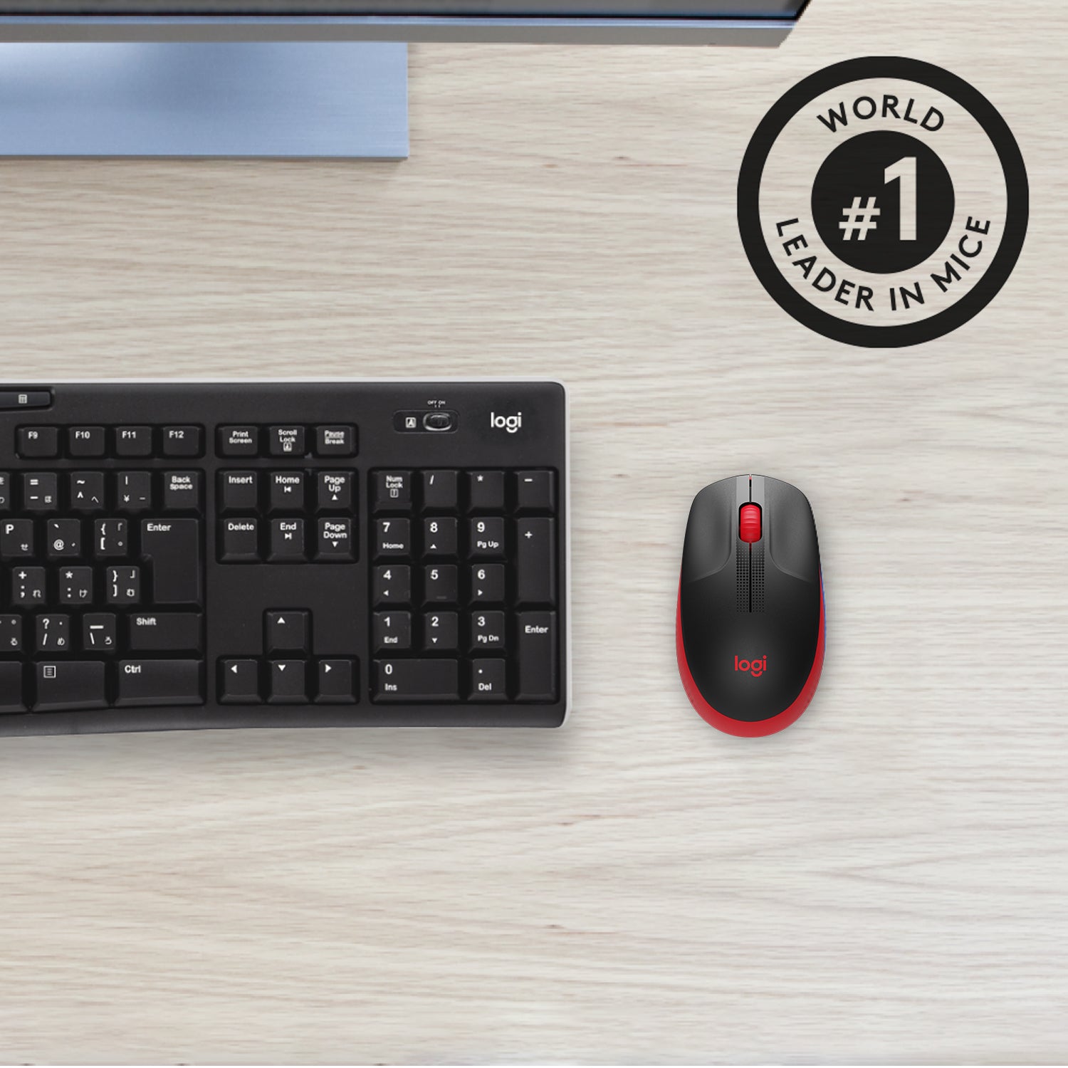 Logitech M190 Full-Size Maus – Kabellos, Rot