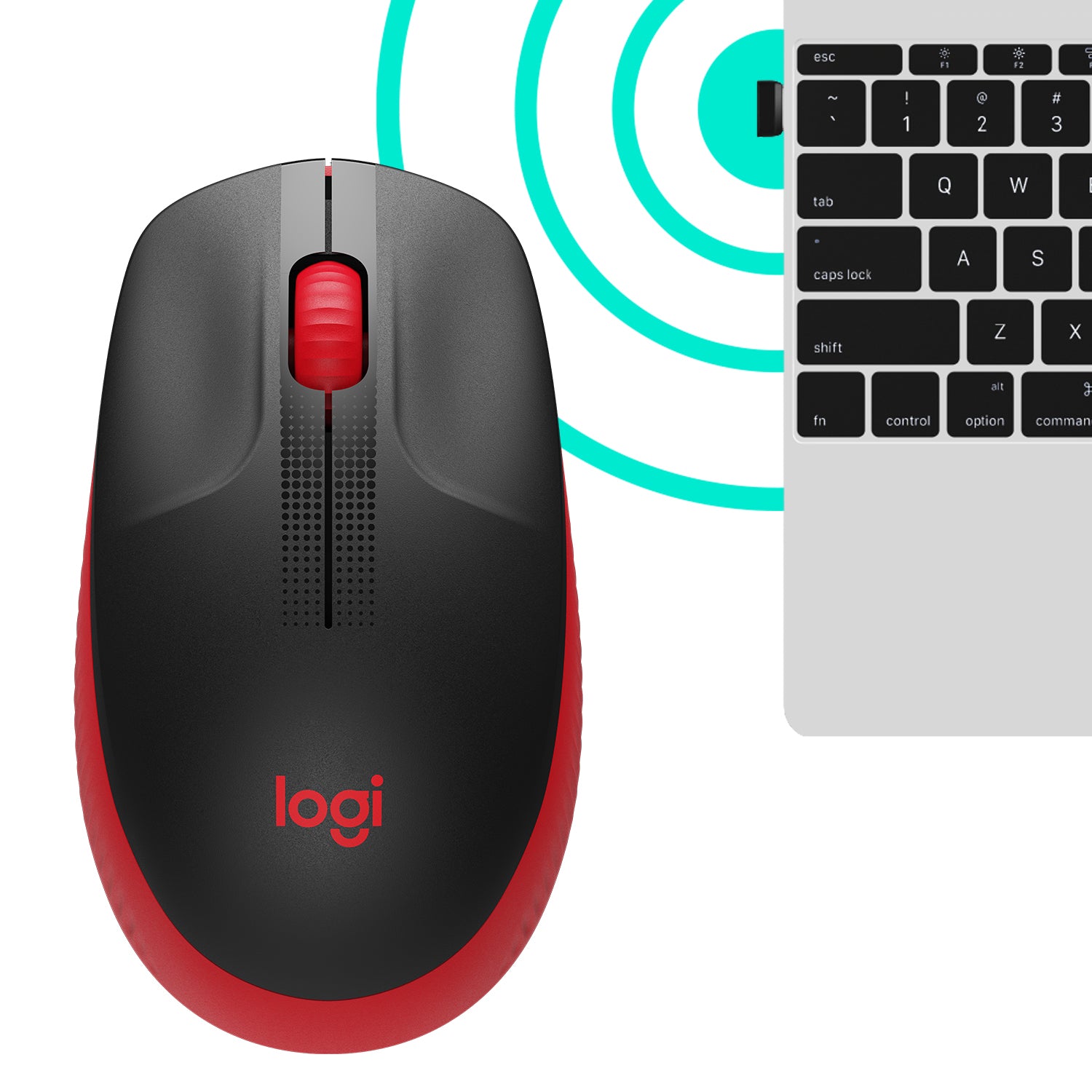 Logitech M190 Full-Size Maus – Kabellos, Rot