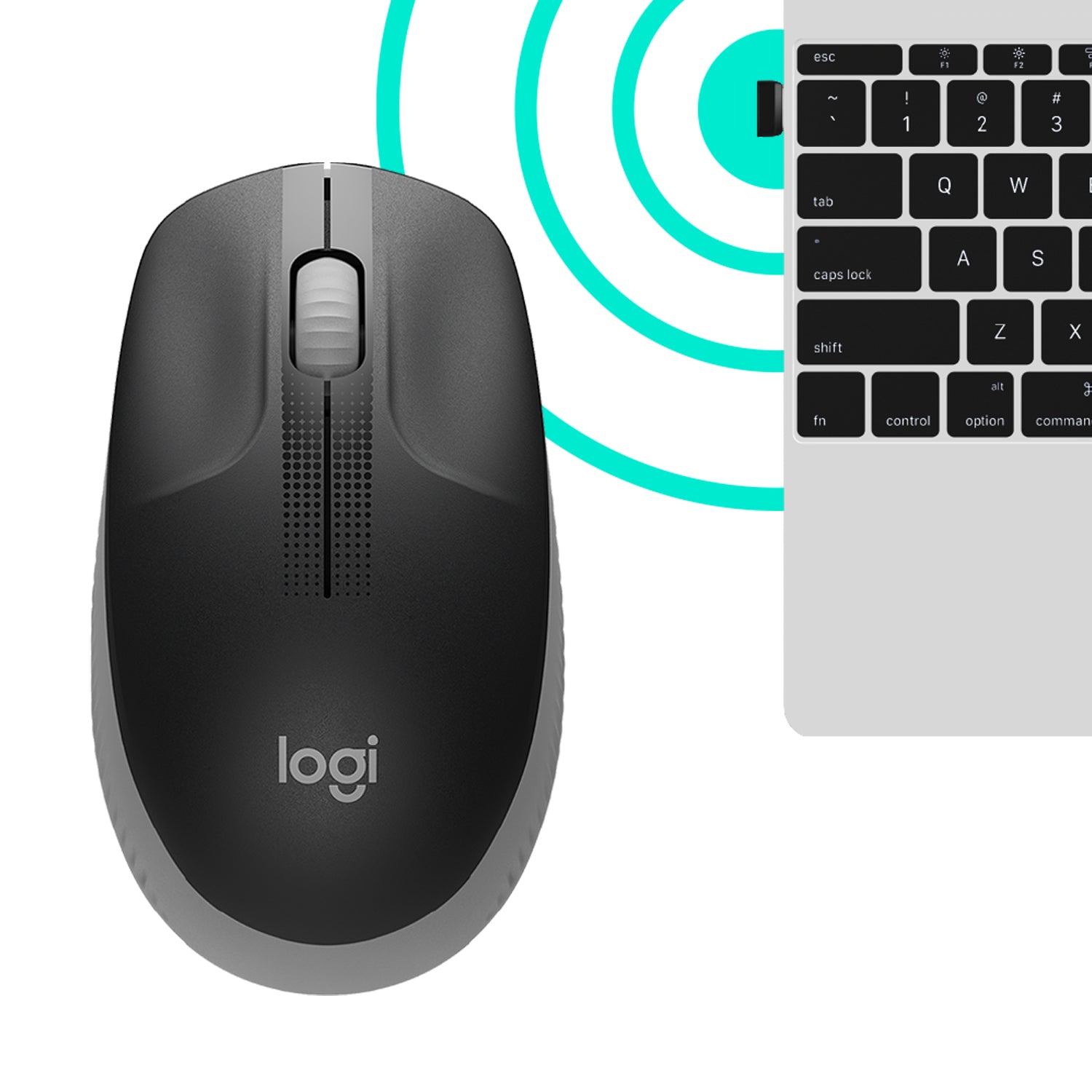 Logitech M190 Full-Size Maus – Kabellos, Grau