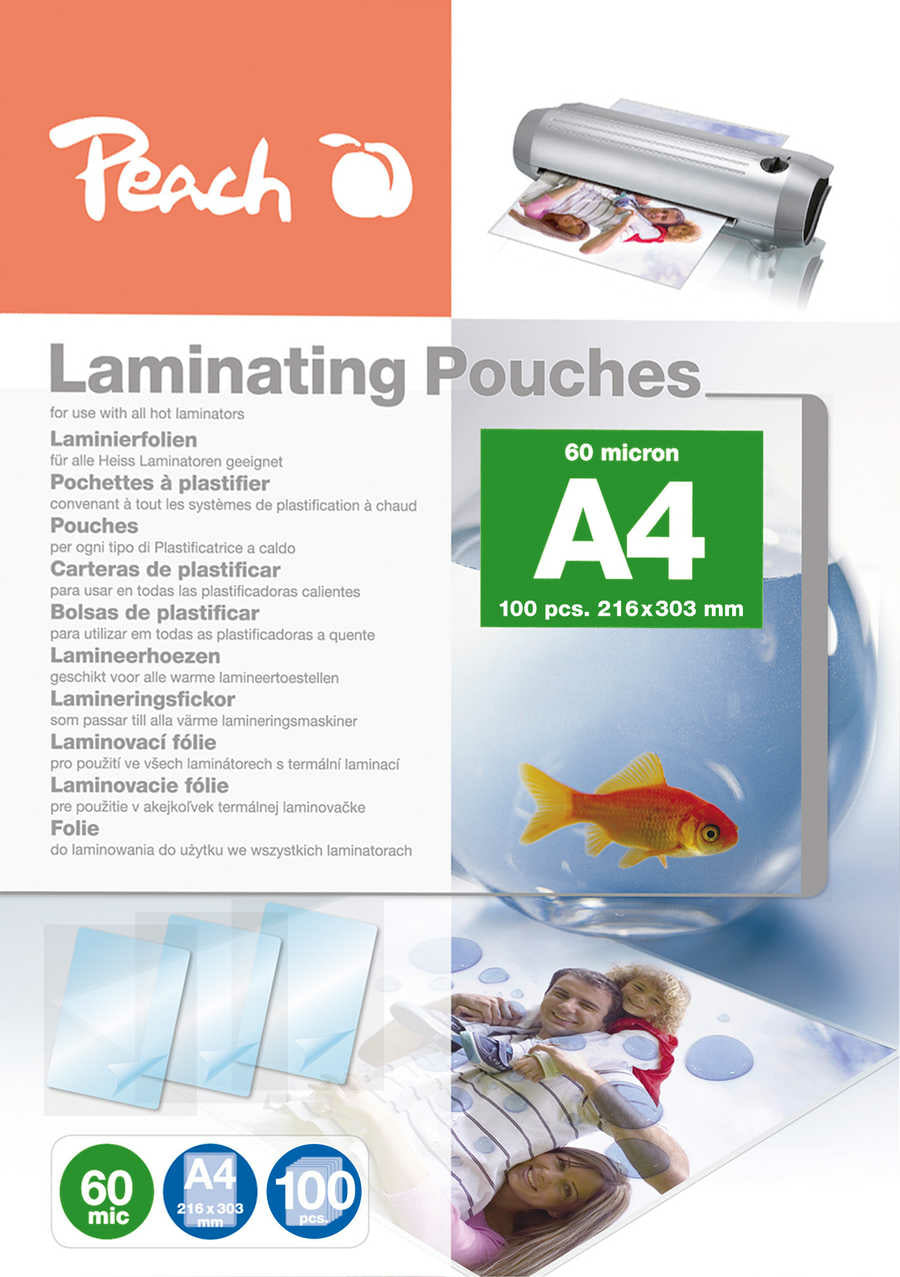Peach PP560-02 Laminierfolien A4 – 60 µm, glänzend, 100 Stück