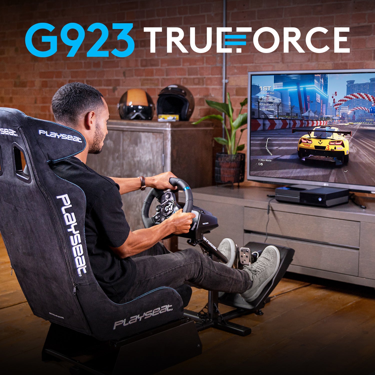 Logitech G G923 – Lenkrad + Pedale – Kabelgebunden (USB‑A), Kraft‑Rückmeldung, 900° Drehwinkel, Schwarz