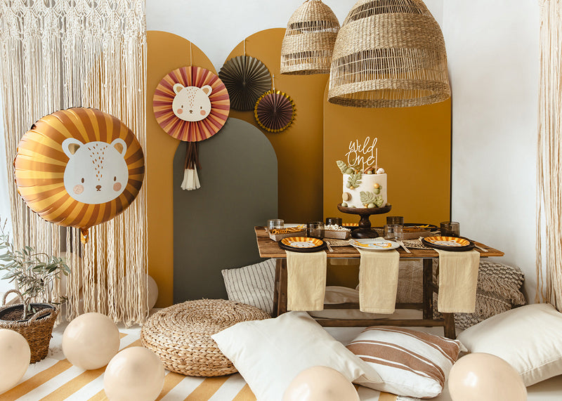 PartyDeco Folienballon Löwe – Gelb – 70 × 67 cm – 1 Stk