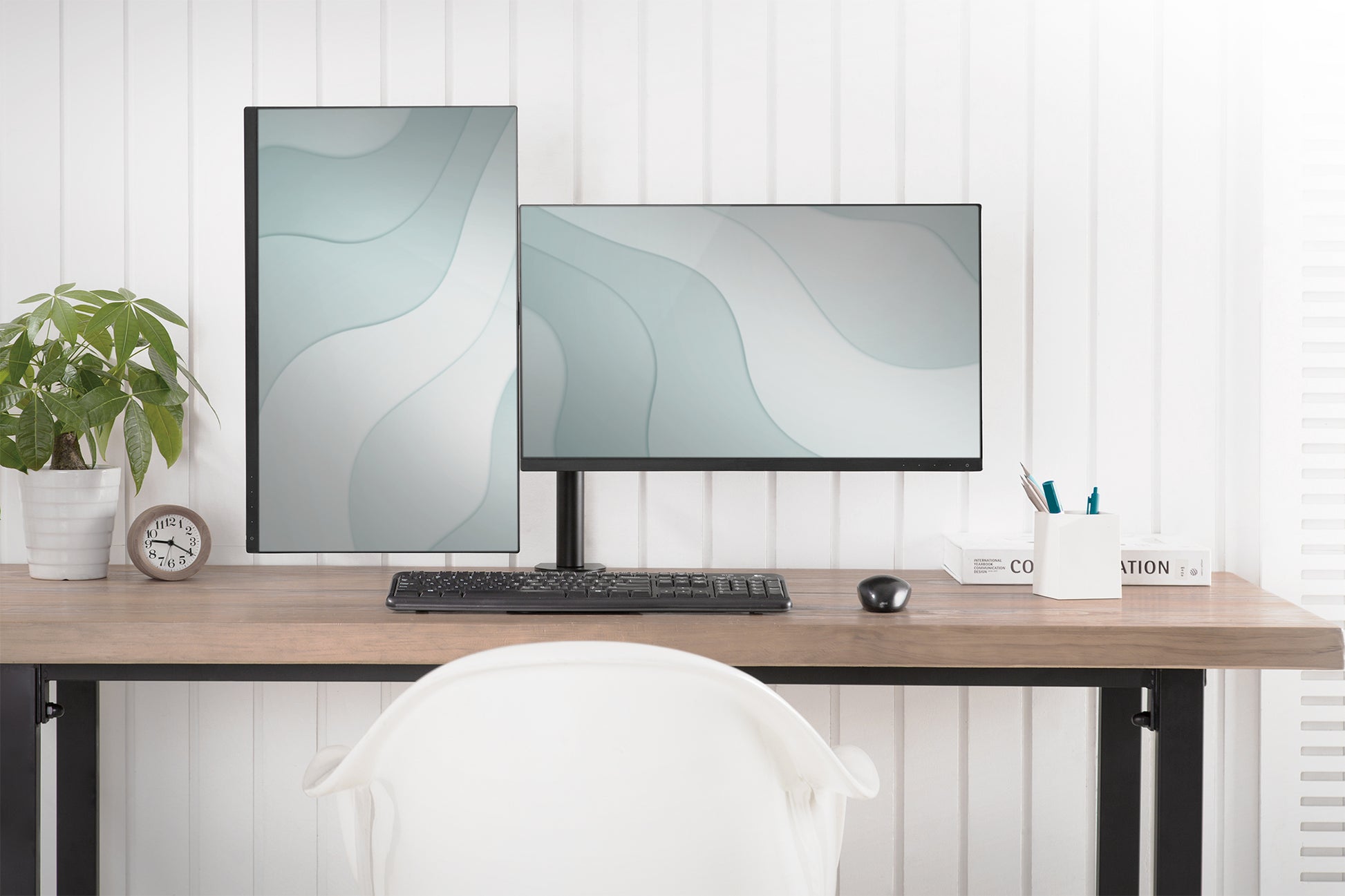 Digitus UNIVER – Tischhalterung, 2 Monitore, Tischklemme, bis 32", 8 kg, Schwarz