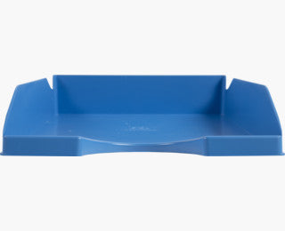 Exacompta Stapelbarer Briefkorb mit Griffausschnitt und Beschriftungsfeld, Blau, B 255 × H 65 × T 345 mm