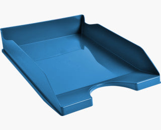 Exacompta Stapelbarer Briefkorb mit Griffausschnitt und Beschriftungsfeld, Blau, B 255 × H 65 × T 345 mm