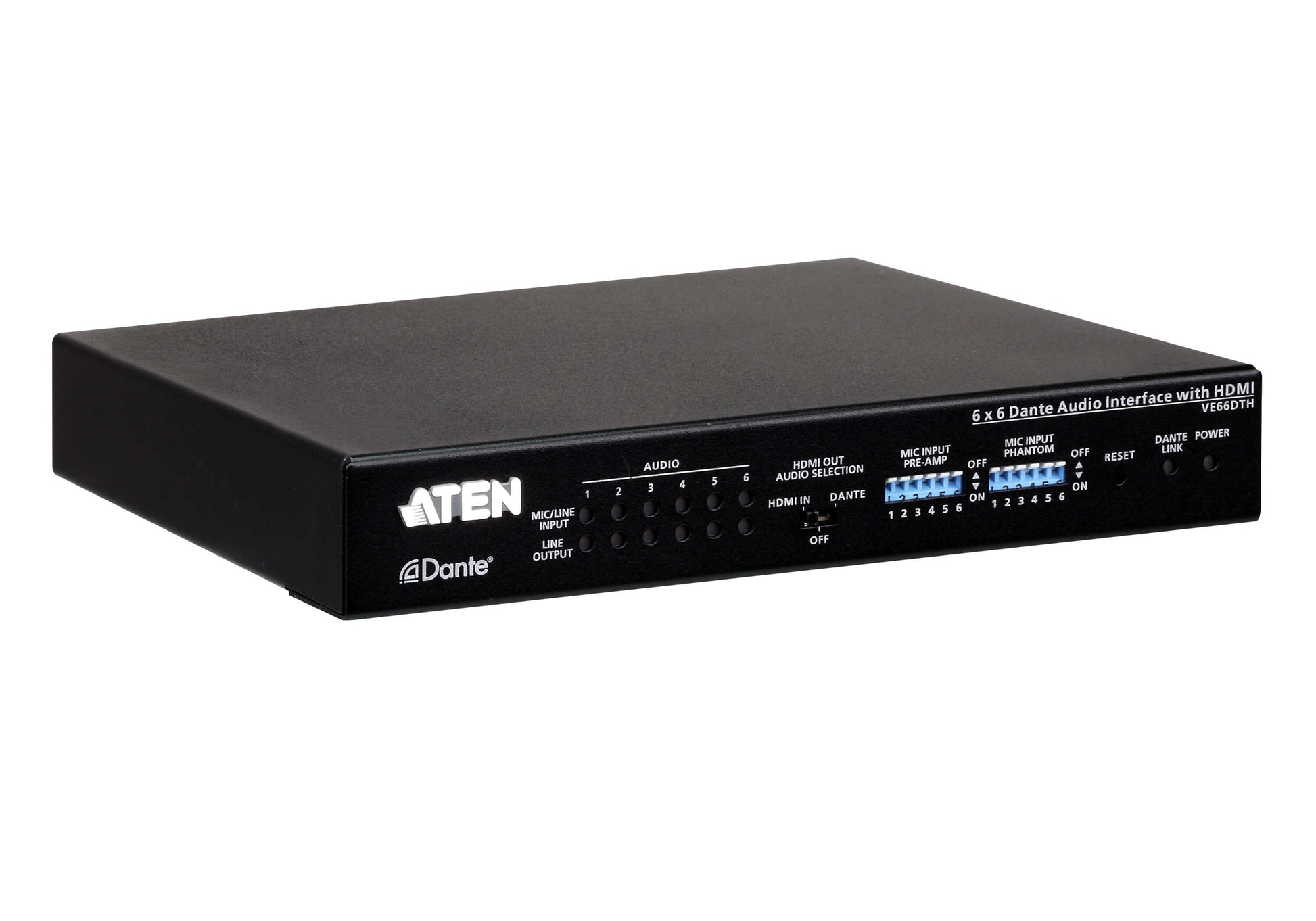 ATEN VE66DTH – 6×6 Dante-Audioschnittstelle, HDMI 2.0, 4K@60 Hz, PoE, HDCP 2.2