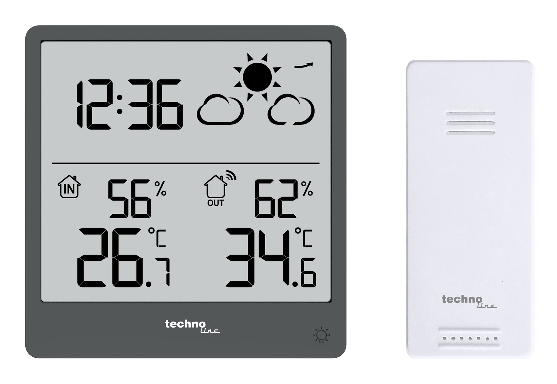 Technoline WS 9138 – Wetterstation, innen/aussen, Hygrometer & Thermometer, inkl. Aussensensor – schwarz