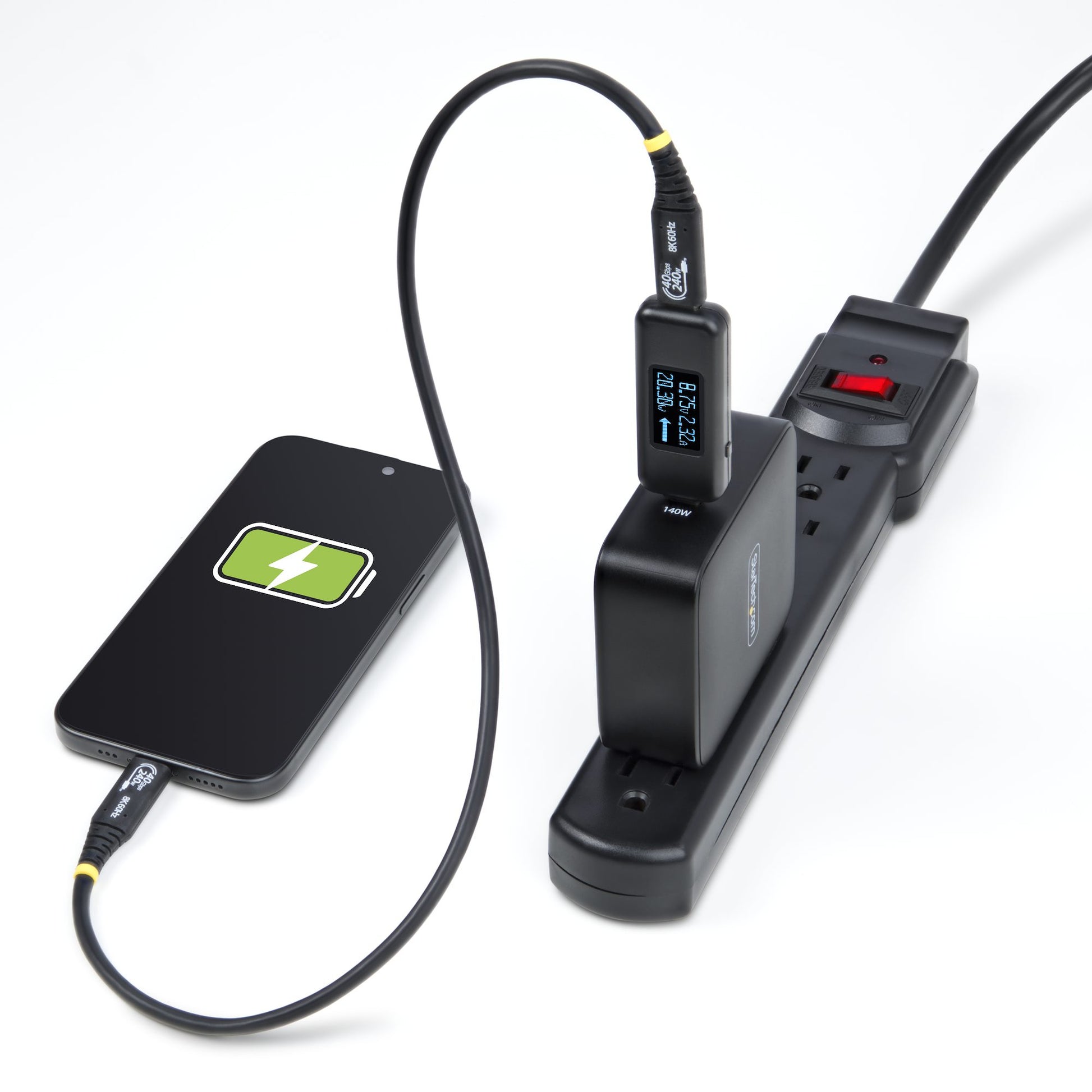 StarTech.com USB-C-Leistungstester – 4,5–50 V, bis 6,5 A, 240 W, OLED, für USB-C PD, Schwarz