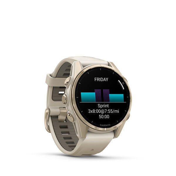 Garmin Fenix 8 – GPS-Smartwatch – 43 mm, AMOLED, Saphirglas, 100 m, Soft Gold/Sandstone