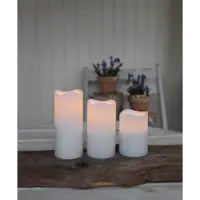 Star Trading LED-Säulenkerze – Ø 7,5 × 18 cm – weiss, 3-teilig, Timerfunktion