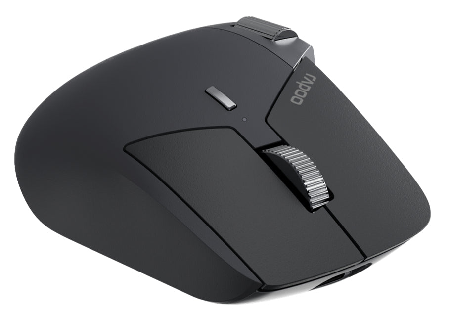 Rapoo MT760L Ergonomische Maus – kabellos, Bluetooth + 2,4 GHz, USB-C, für Rechtshänder, Daumentaste, schwarz