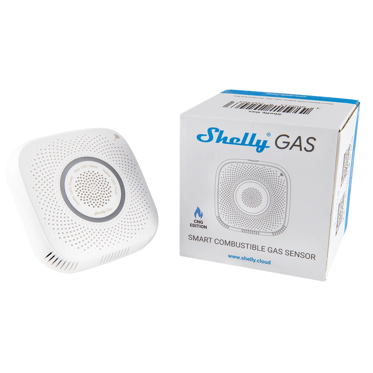 Shelly Gas – Gassensor, WLAN, erkennt LPG/Propan/Butan, 70 dB – weiss