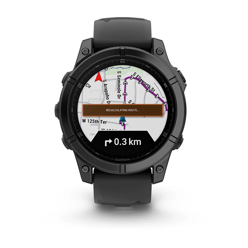 Garmin Fenix E – GPS-Smartwatch – 47 mm, 1,3", GPS, WLAN, AMOLED, Gorilla Glass, 100 m, Schwarz, Silikonarmband