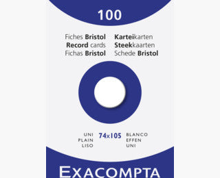 Exacompta Karteikarte A7 quer, blanko, weiss, 205 g/m², Karteikarton – 100 Stück