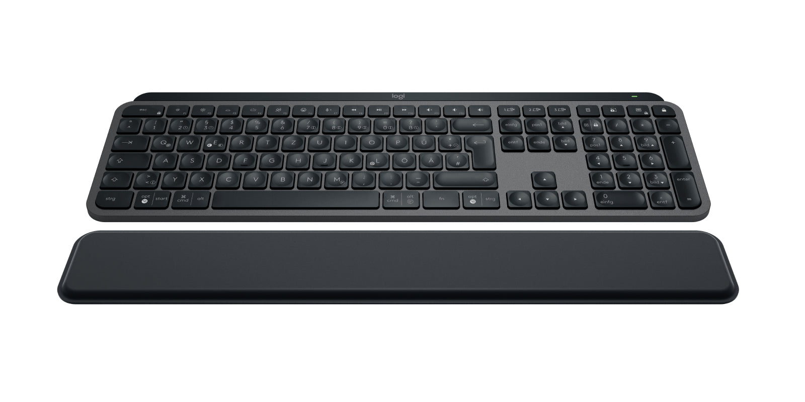 Logitech MX Keys S – Tastatur, kabellos (Bluetooth), DE-Layout (DE), mit Handballenauflage, Grau