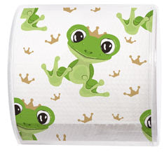 Paper + Design Motiv-Toilettenpapier – 3-lagig, Zellstoff, Motiv Froschkönig, 200 Blatt/Rolle – 1 Rolle
