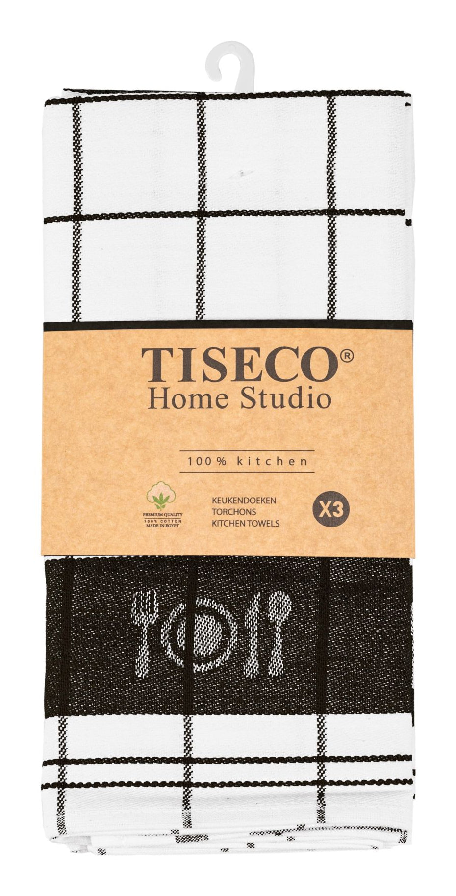 Tiseco Geschirrtuch Pharao – assortiert, 50 × 70 cm, Bio-Baumwolle, 3er-Set