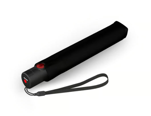 Knirps Taschenschirm U.200 HeatShield – Auf/Zu-Automatik, Ø 95 cm, L 26 cm – schwarz – windfest, UV-Schutz 50+