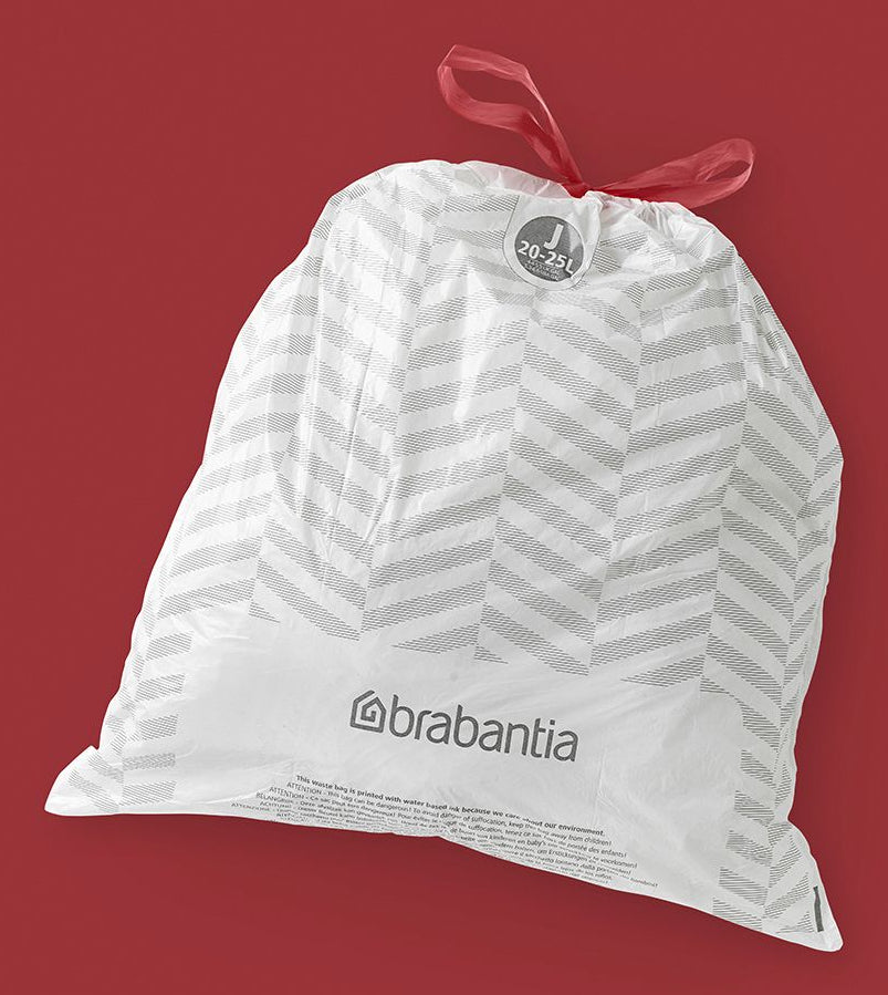 Brabantia Kehrichtsack PerfectFit J – 25 l, mit Zugband, PE, weiss, 535 × 550 mm, 40 Stk
