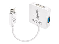 Lindy DisplayPort Multiport-Adapter – HDMI + DVI + VGA, DP 1.2, aktiv