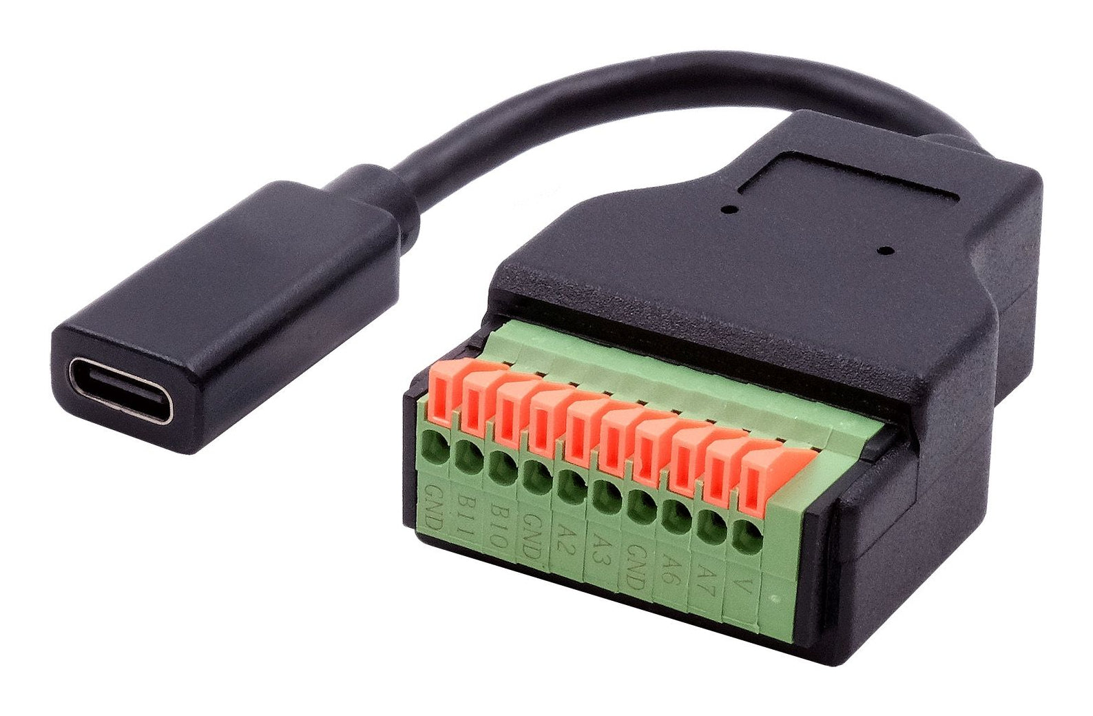 EXSYS EX-49124 Adapter USB-C zu 10-poligem Terminalblock – USB 3.2 Gen 1 (5 Gbit/s), 0,15 m, Schwarz