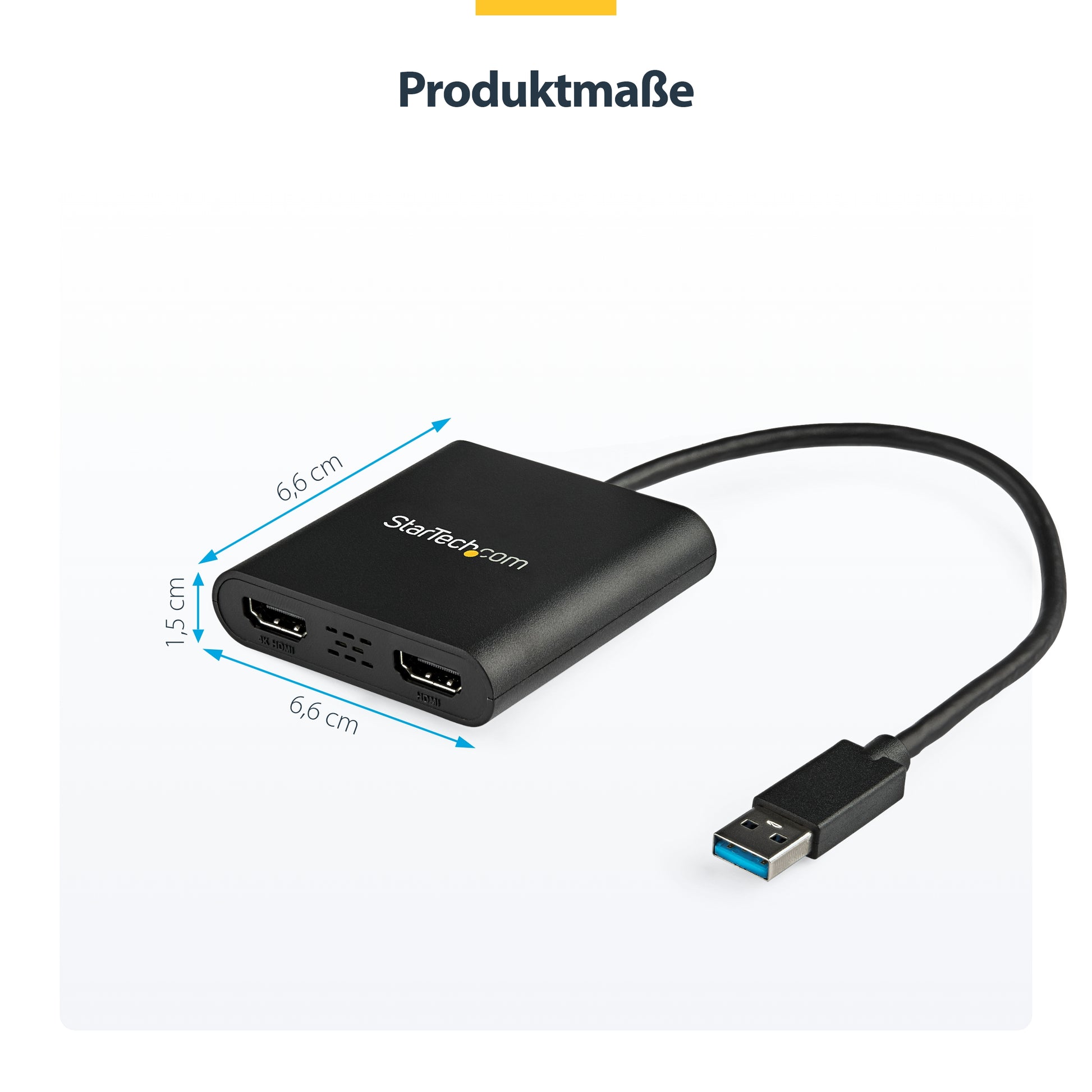 StarTech.com USB-A zu 2× HDMI Adapter – 4K (3840 × 2160) @ 30 Hz + 1080p, USB 3.2 Gen 1, für Windows