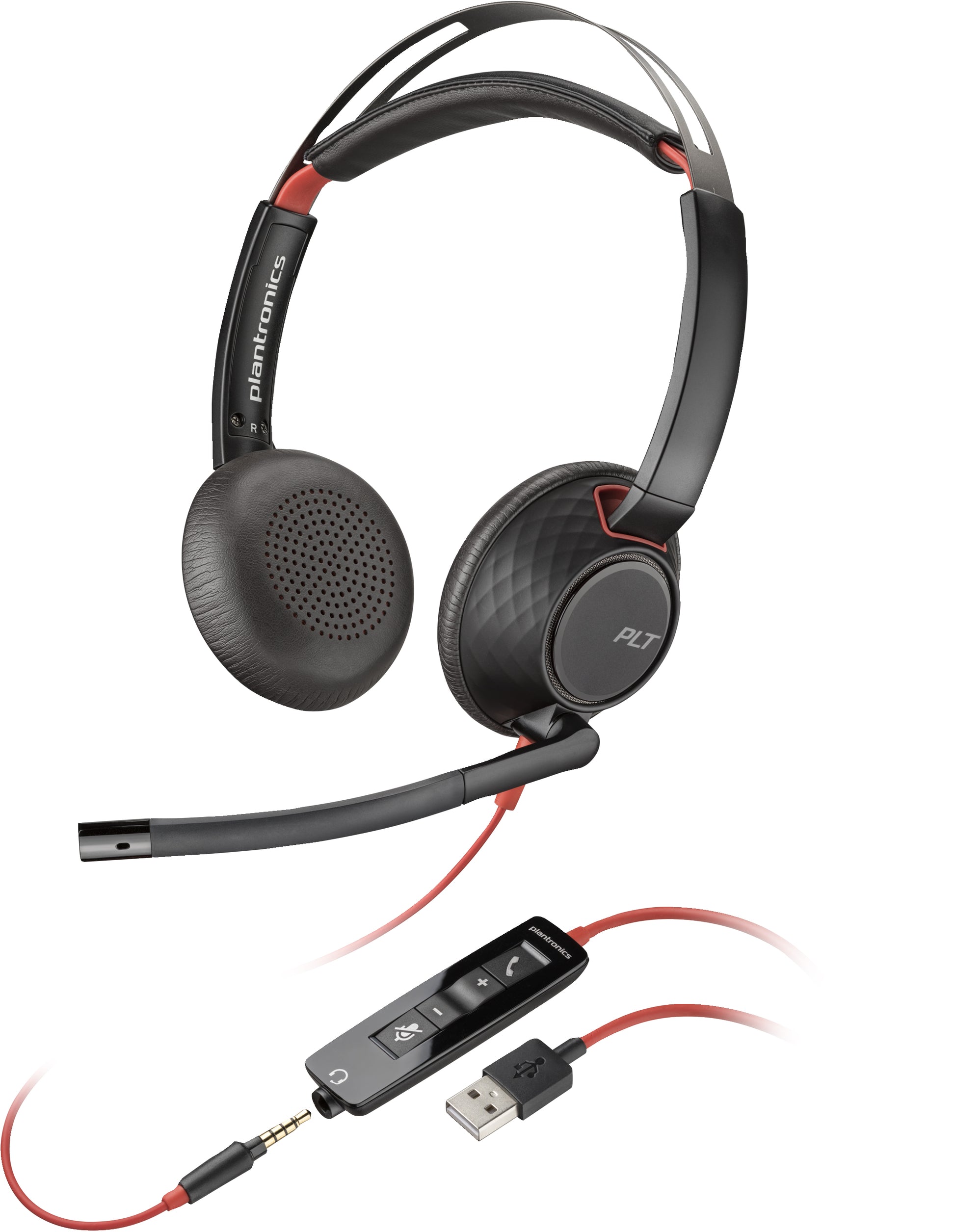 Poly Blackwire 5220 C5220 Office-Headset – On-Ear, Stereo, Kabelgebunden, USB-A + 3,5 mm Klinke, Schwarz