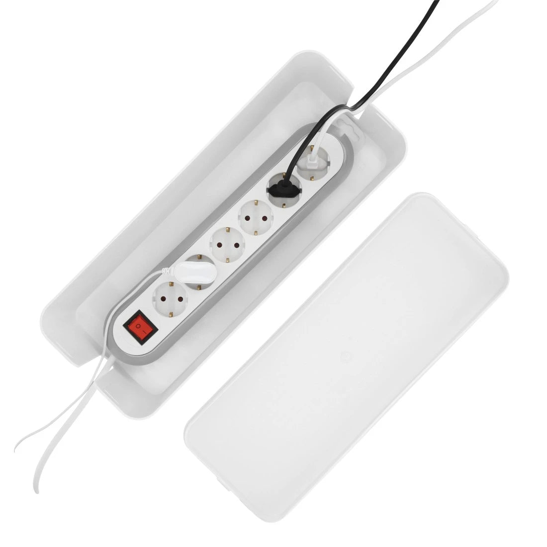 Hama Kabelbox – 406 × 156 mm, Kunststoff, Weiss, zuschneidbar, für Kabel bis Ø 20 mm