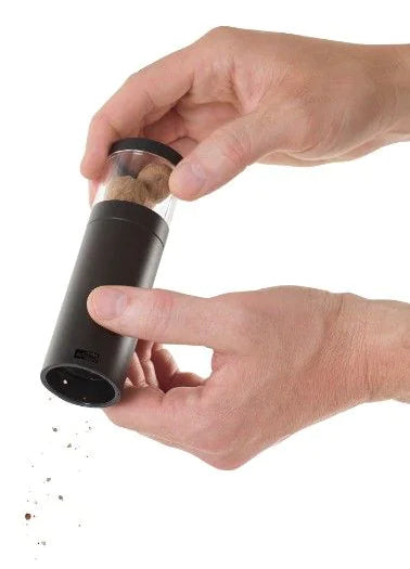 AdHoc Muskatmühle Ø 3,8 × 12,5 cm, Holz, Schwarz/Transparent