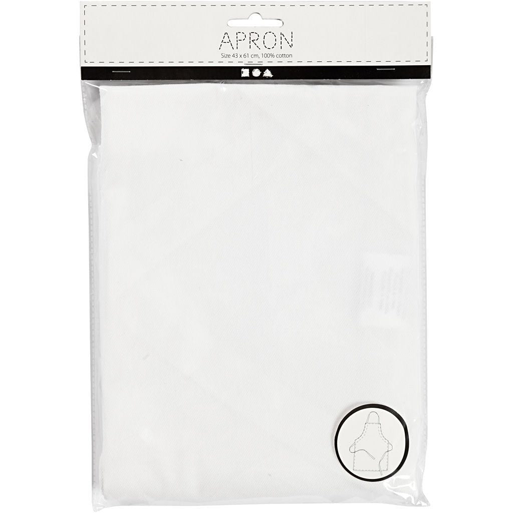 Creativ Company Schürze – Baumwolle, 43×61 cm, Weiss, 1 Stück, mit 1 Tasche