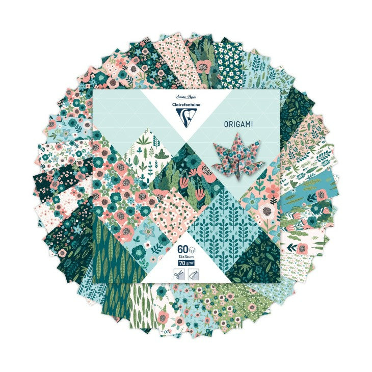Clairefontaine Origamipapier – 15 × 15 cm, dunkelgrün, 70 g/m² – 60 Blatt