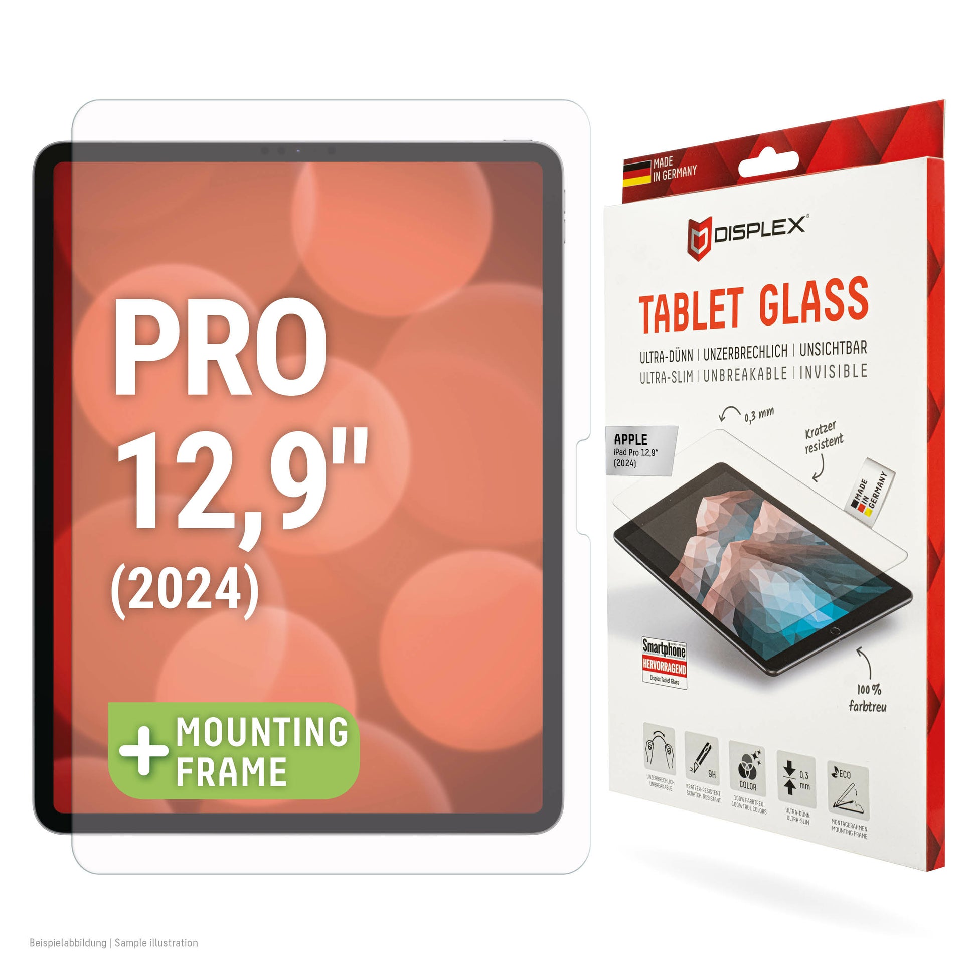 E.V.I. Panzerglas für iPad Pro 12,9" – 9H, Anti-Fingerprint