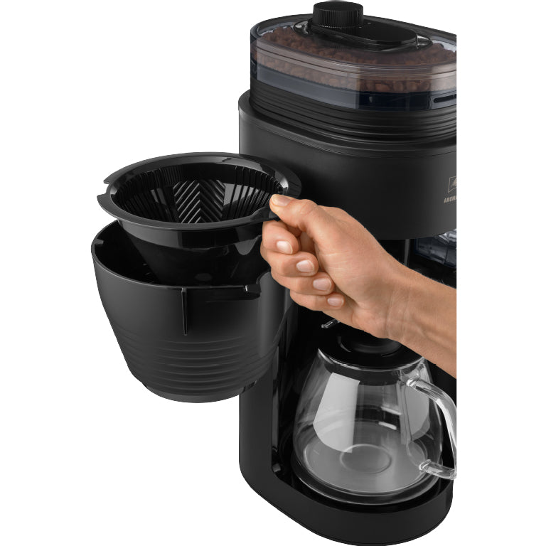 Melitta AromaFresh Filterkaffeemaschine – 10 Tassen, 1,25 l, Keramik-Mahlwerk, Schwarz
