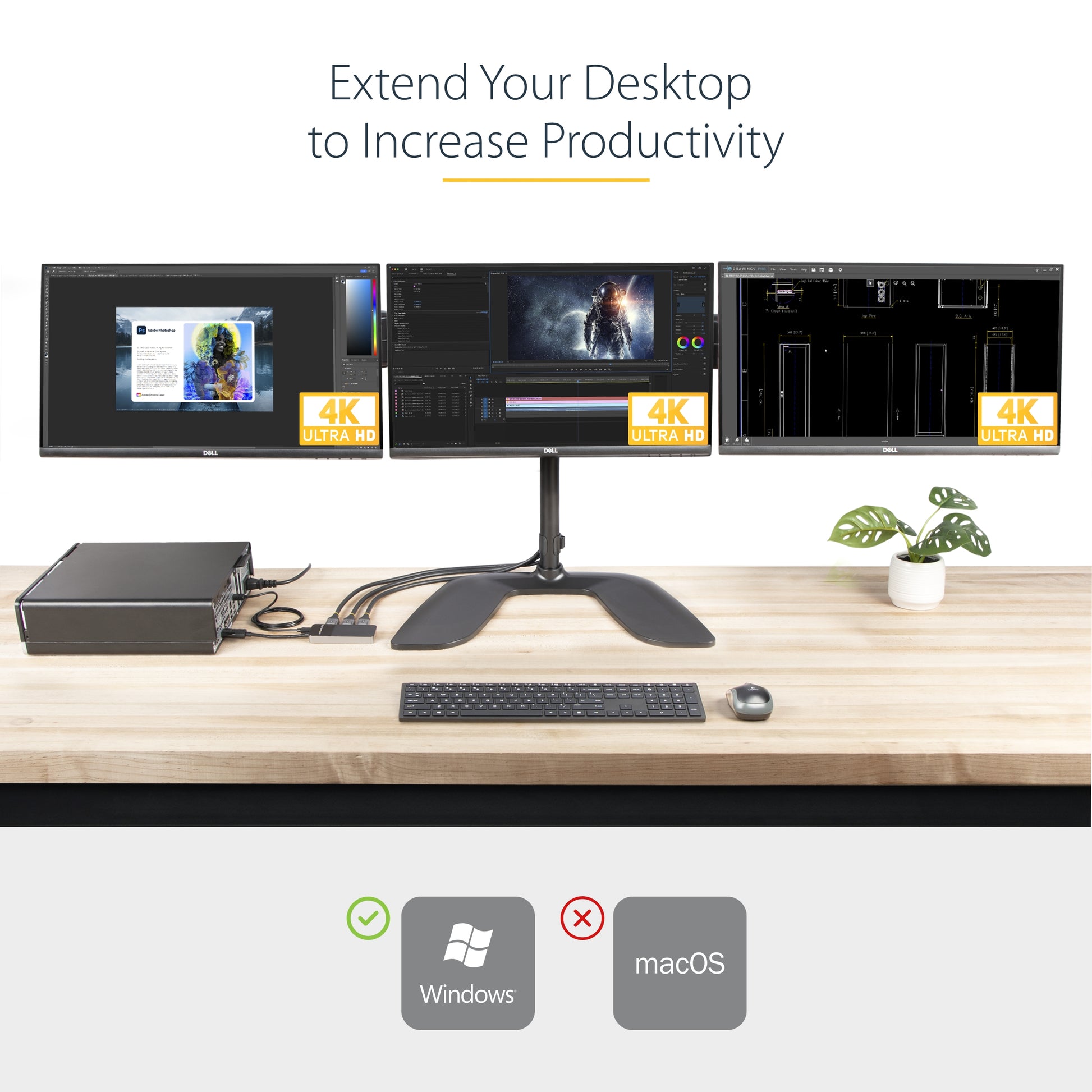 StarTech.com DisplayPort 1.4 MST-Hub, 3-Port, 3×4K, für Windows