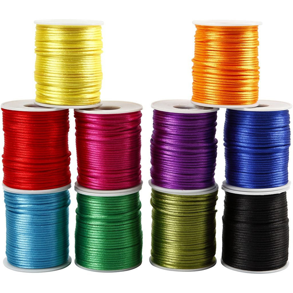 Creativ Company Satinband – 2 mm, 50 m, Gemischte Farben