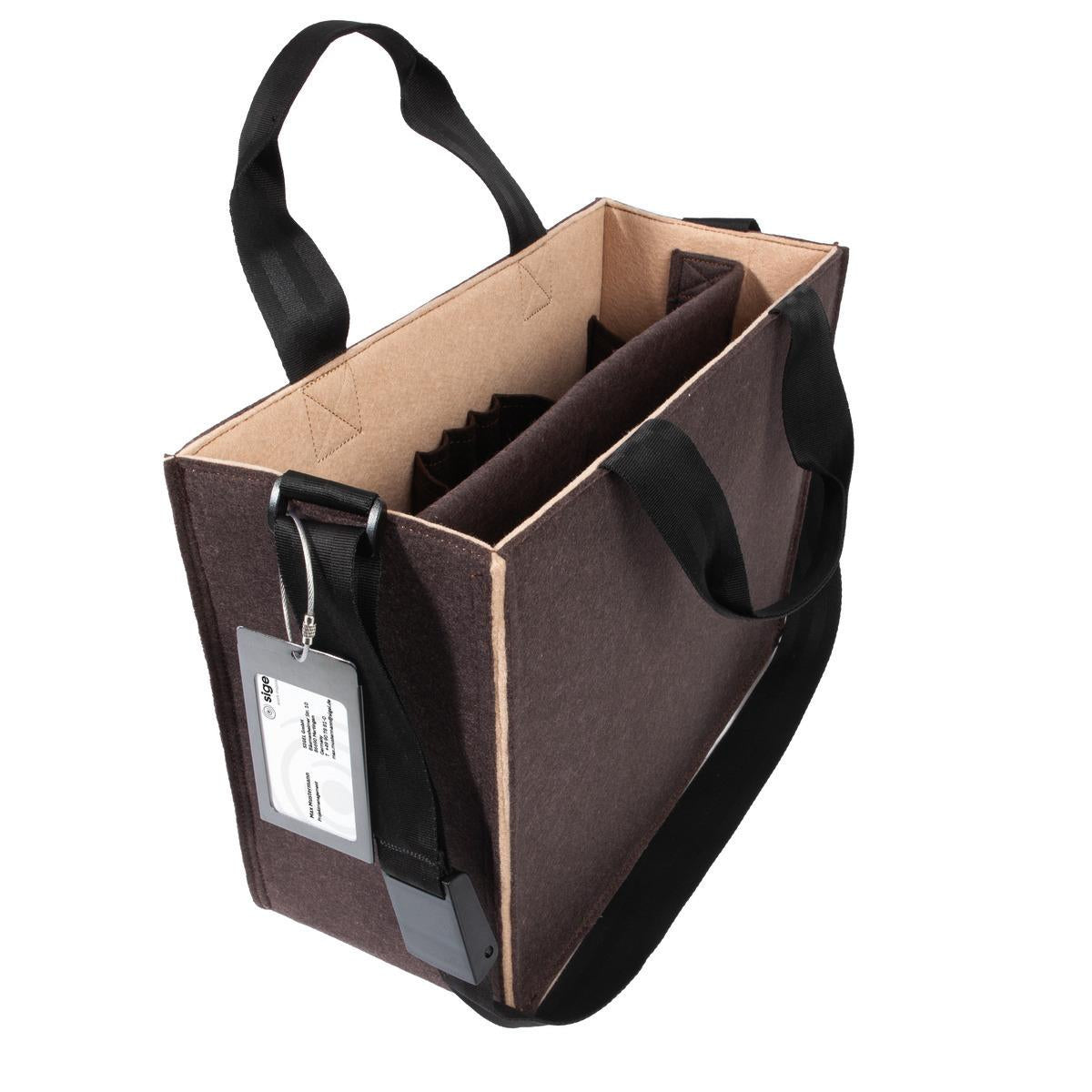 Sigel Tragetasche – 15 l, für Notebooks bis 15,4", rPET, braun/beige, 36 × 28 × 15 cm
