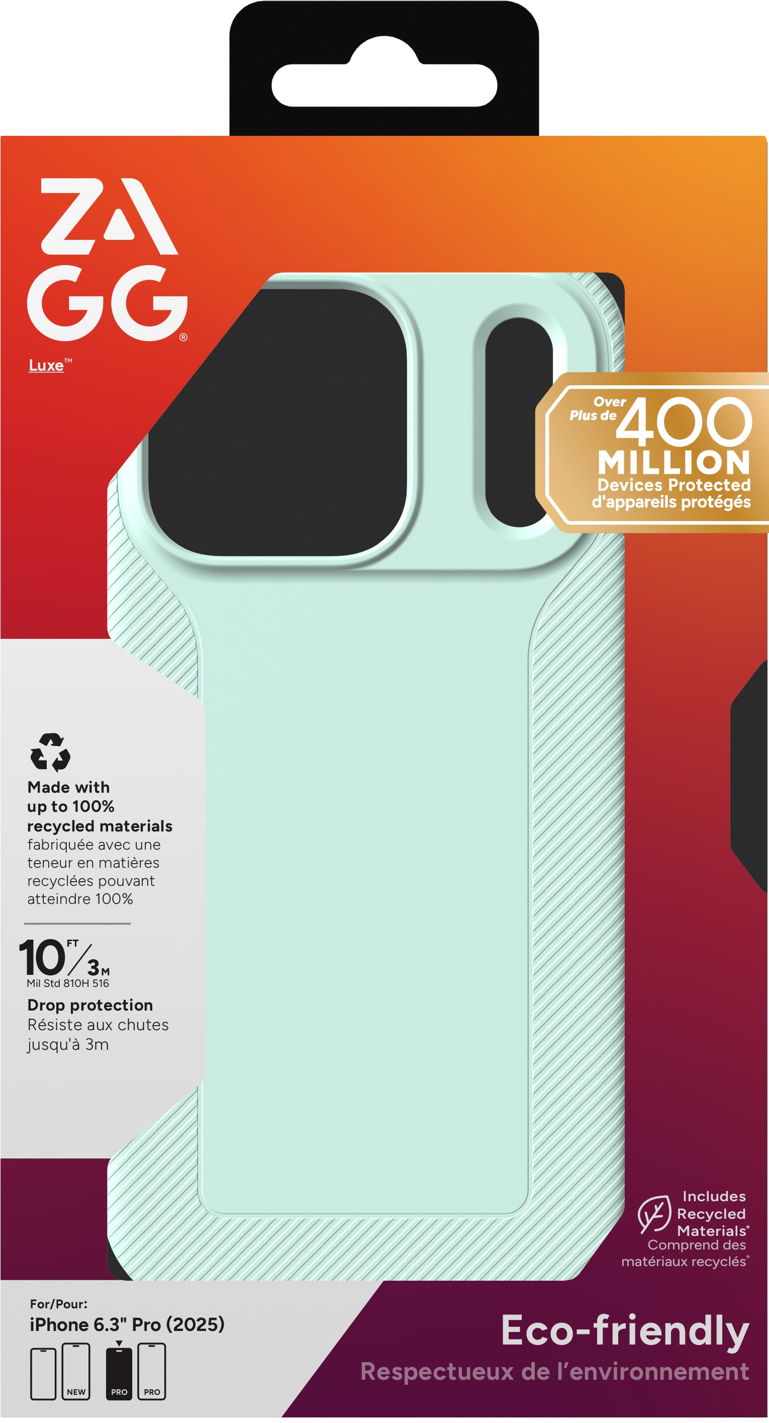 ZAGG Luxe Snap Backcover – für Apple iPhone 17 Pro – MagSafe, Graphen, Mint, bis 3 m Sturzsicher