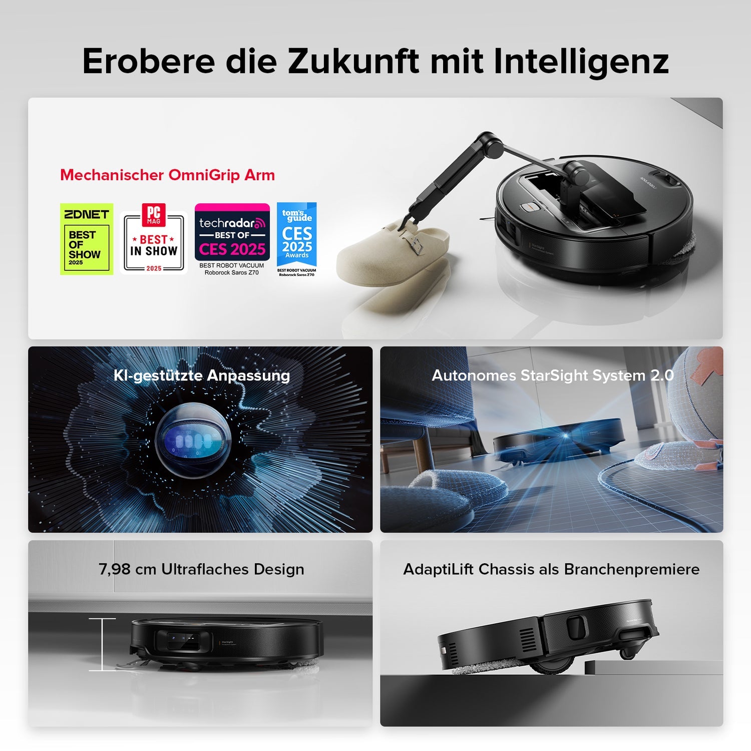 Roborock Saugroboter – Saros Z70, Schwarz, Staubbeutel