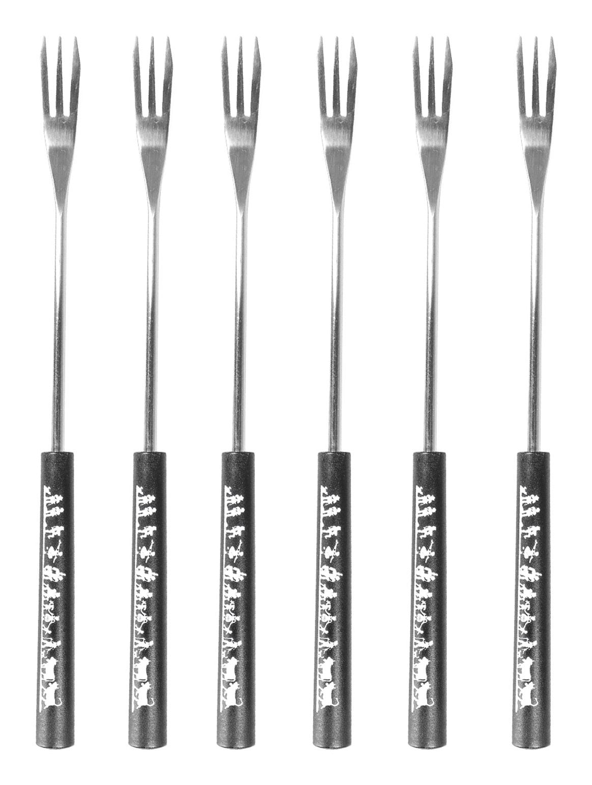 Trendform SWISS TRADITION Fonduegabeln – 6er-Set, 26 cm, Edelstahl, Schwarz, für Käsefondue