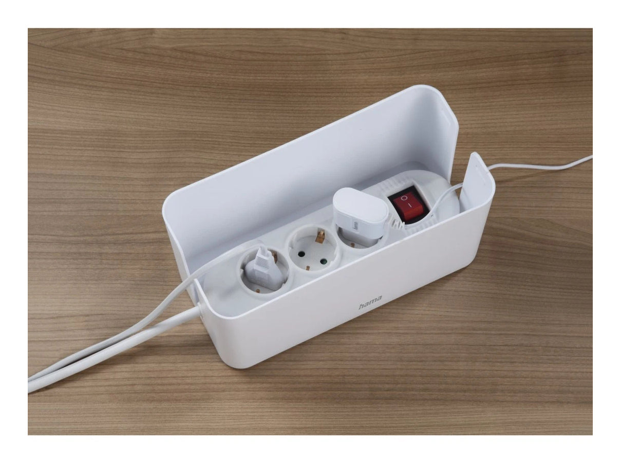 Hama Kabelbox – 230 × 118 × 115 mm, Kunststoff, Weiss, für Kabel bis Ø 15 mm