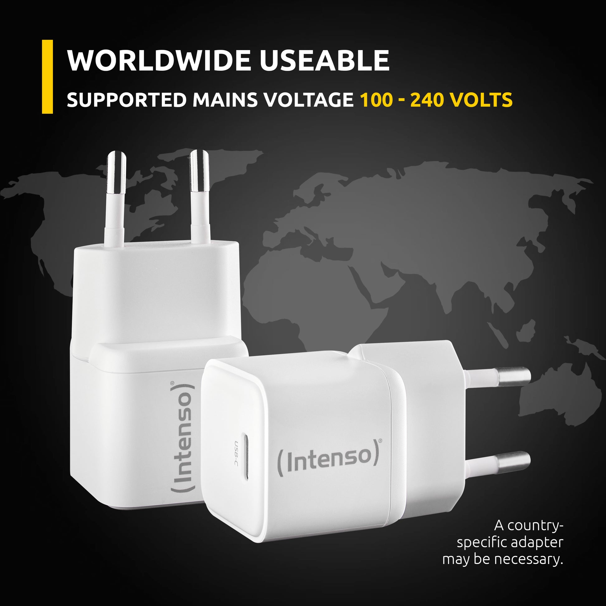 Intenso W30C USB-Ladegerät 30 W – USB-C×1 – PD, GaN – EU-Stecker (Typ C) – Weiss – Doppelpack