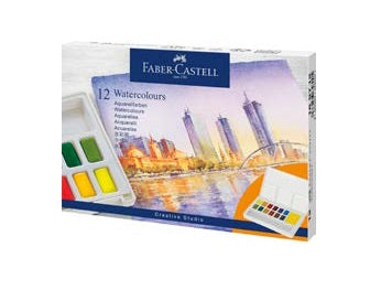 Faber-Castell Aquarellfarbe – Mehrfarbig – 12 Farben, Näpfchen